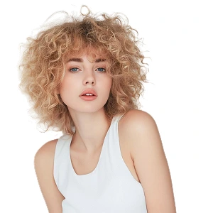 Woman with frizzy hair